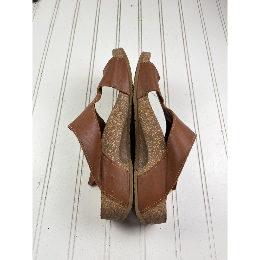 Taos Trulie Leather Slide Brown Toe Loop Cork Wedge Sandals Women's Size 9-9.5 - Picture 8 of 10
